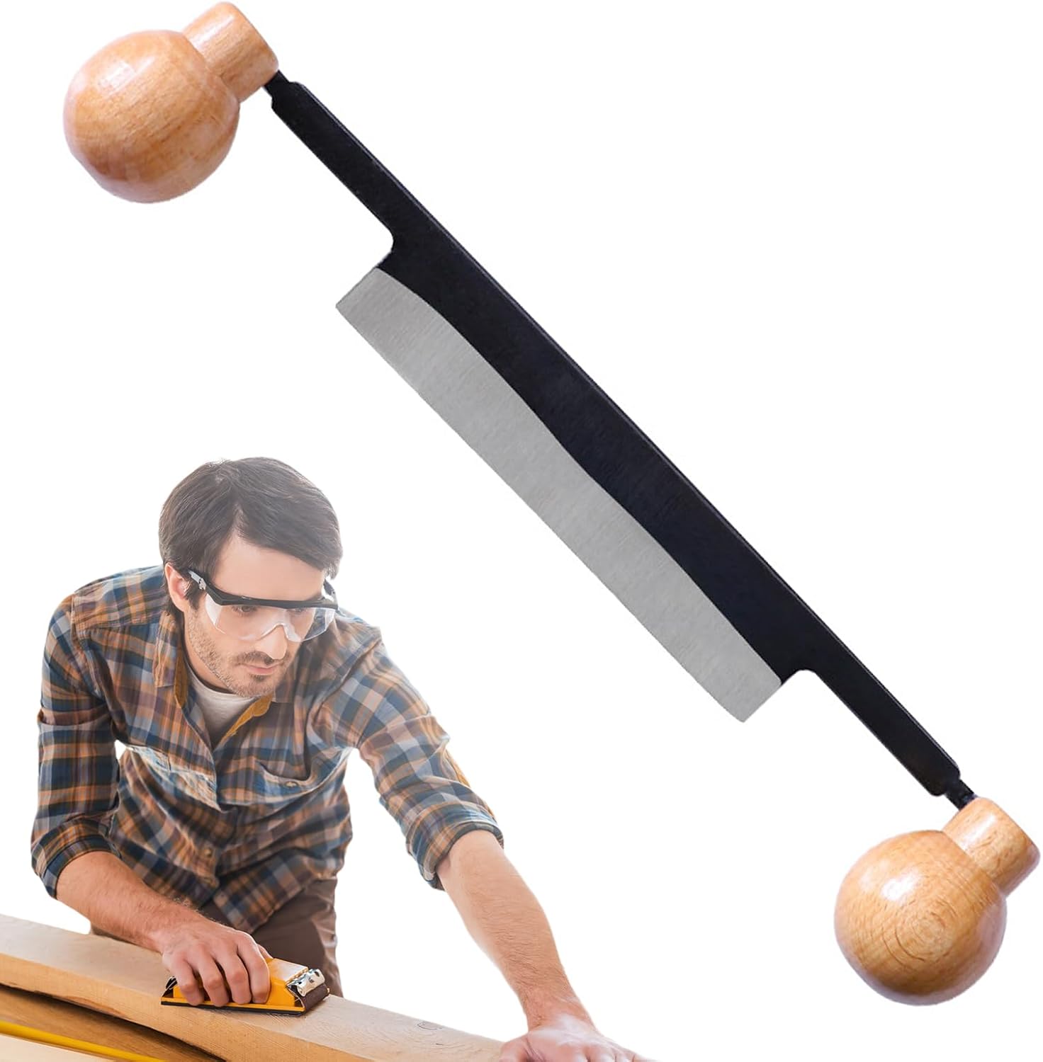 Drawing Knife Tool - Double Handle for Removing Wooden Bark Scratches | Draw Strack for Scraping Work and Collaboration on Gingeon Bar for Shaving – Bild 8
