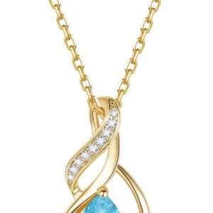 FANCIME Double Twist Infinity Birthstone Chain for Women 925 Sterling Silver Gold-Plated Infinity Drop Birthstone Pendant Necklace Jewellery Gifts for Women Girls Chain Length: 40 + 5 cm