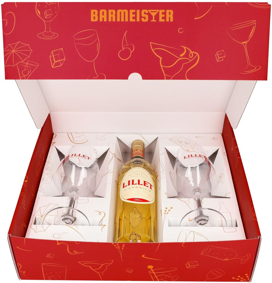 Sipply Gift Set 3-Piece with 2 Balloon Glasses and 1 Bottle Lillet 0.7 L 17.0% Vol. | with Gift Box: Pink | Gift for Women Men Mum Dad Girlfriend for Christmas Easter Valentine's Day – Bild 2