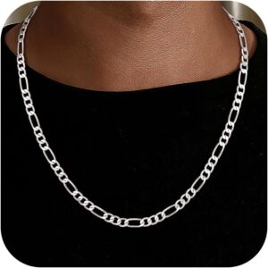 925 Silver Over Chain Men’s 5 mm/7 mm Wide Figaro Chain Gift for Men, 50 cm