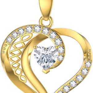 9k Real Gold Heart Necklace for Women, 9 ct/375 Gold Heart Pendant Necklace, Three Hearts Jewellery, Gifts for Anniversary, Birthday, Christmas, 40 + 5 cm
