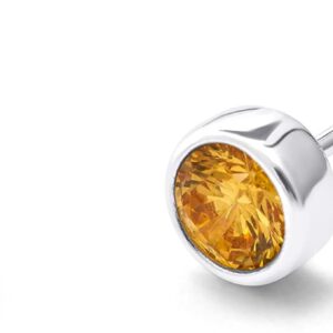 Sterling Silver Citrine CZ Rub Over 4mm Stud Earrings