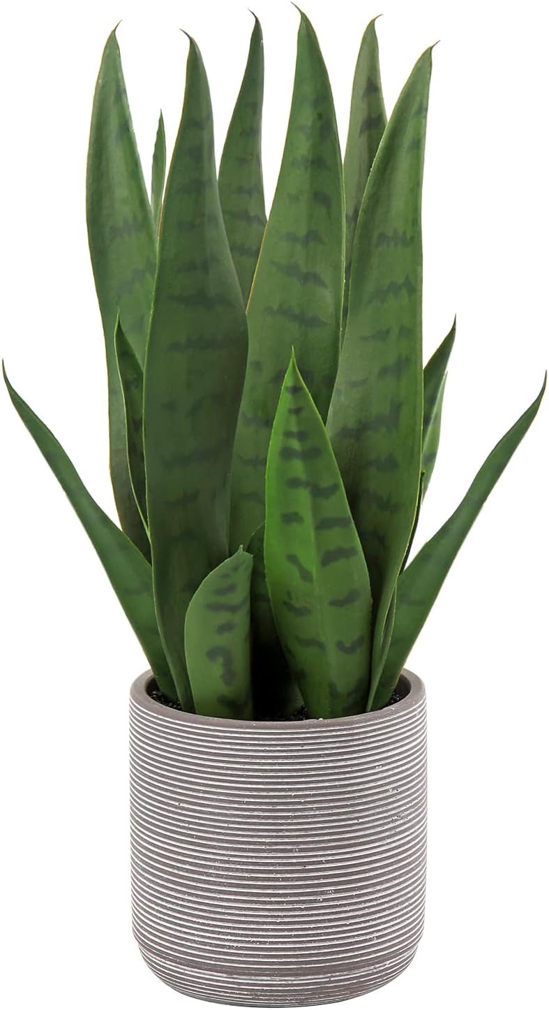 Briful Sanseveria Artificial Indoor Plant Decorative Plant Height 40 cm in Cement Pot
