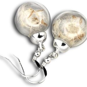 MadamLili - Real Dandelion Earrings - 925 Sterling Silver - Dandelion Seed Earrings Natural Jewellery - Hanging - Clasp with Ear Stopper - Handmade - Exclusive Jewellery Box