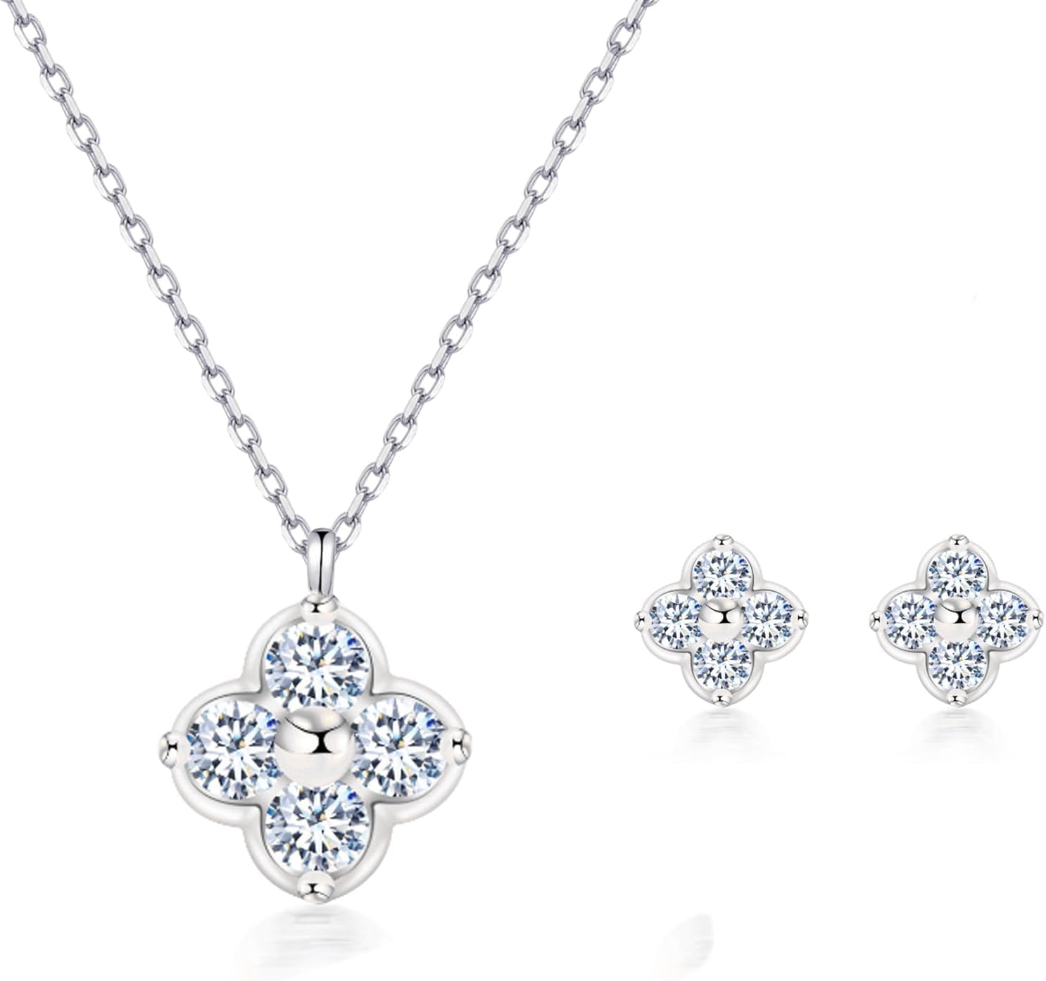 Women's Clover Birthstone Jewellery Set in 925 Sterling Silver