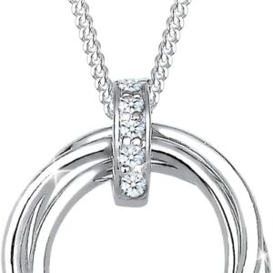 Elli DIAMONDS Halskette Damen Kreis Trio Anhänger mit Diamant (0.025 ct.) in 925 Sterling Silber