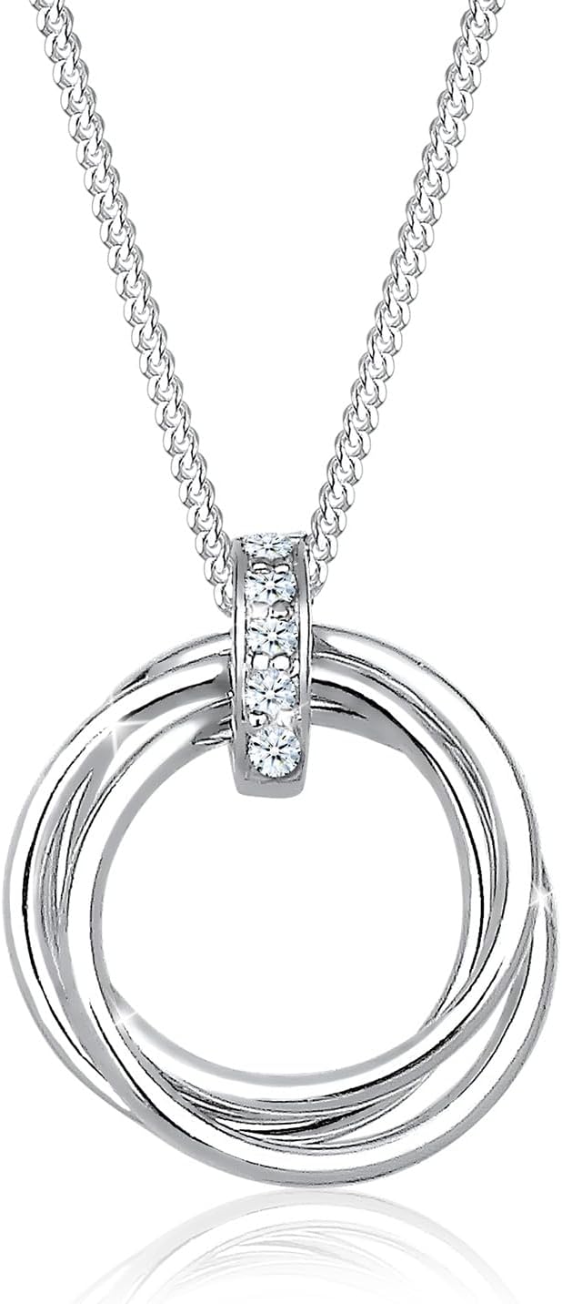 Elli DIAMONDS Halskette Damen Kreis Trio Anhänger mit Diamant (0.025 ct.) in 925 Sterling Silber