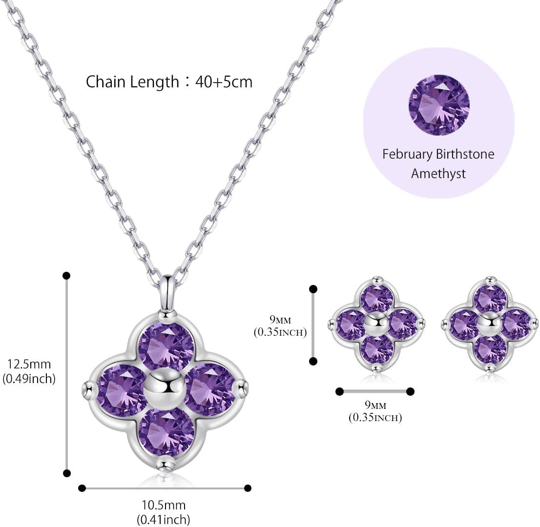 Women's Clover Birthstone Jewellery Set in 925 Sterling Silver – Bild 2