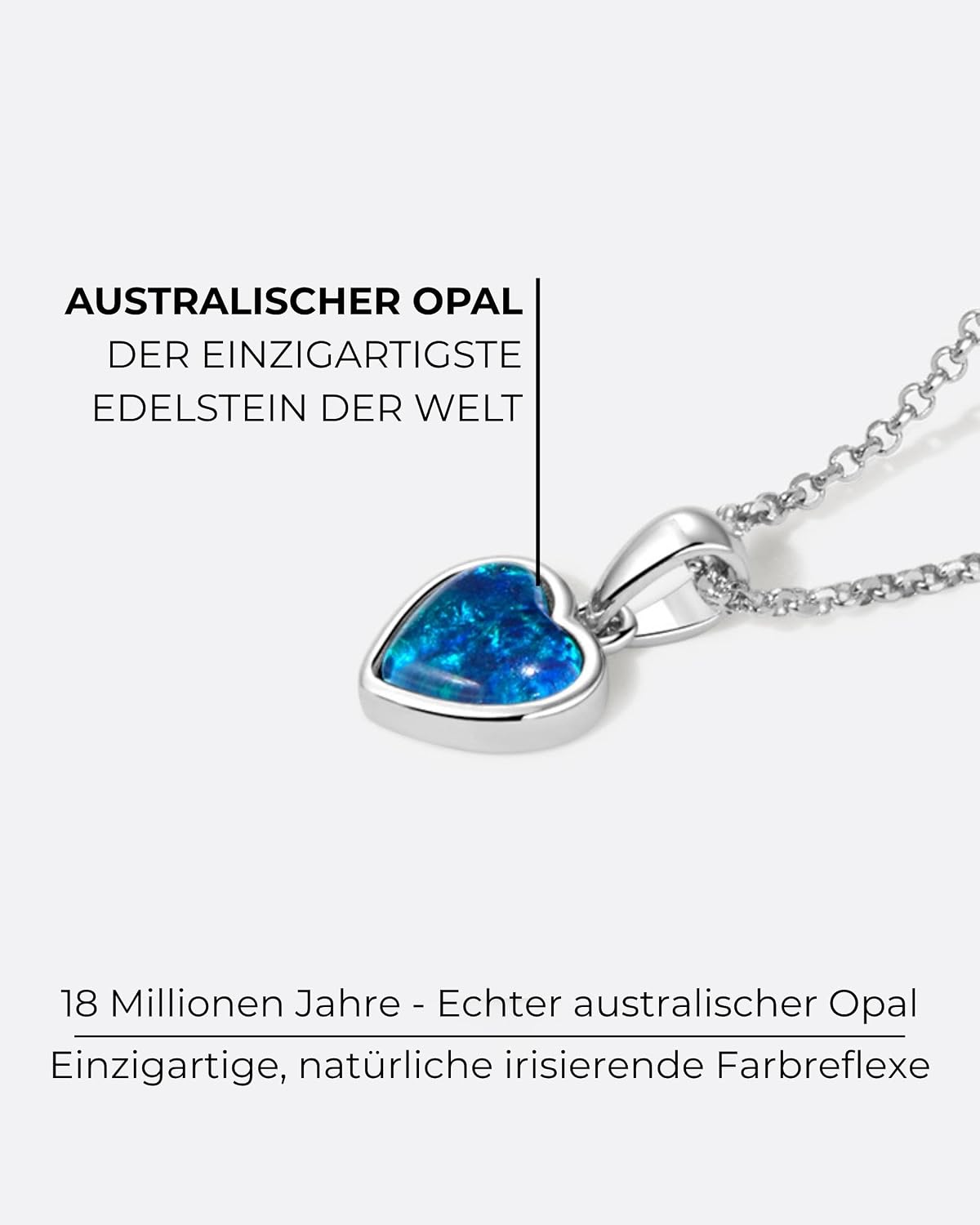 Women's Australian Opal Necklace - Handmade 925 Sterling Silver Opal Pendant with 18K White Gold Coating - Adjustable Genuine Jewellery for Everyday and Special Occasions – Bild 3