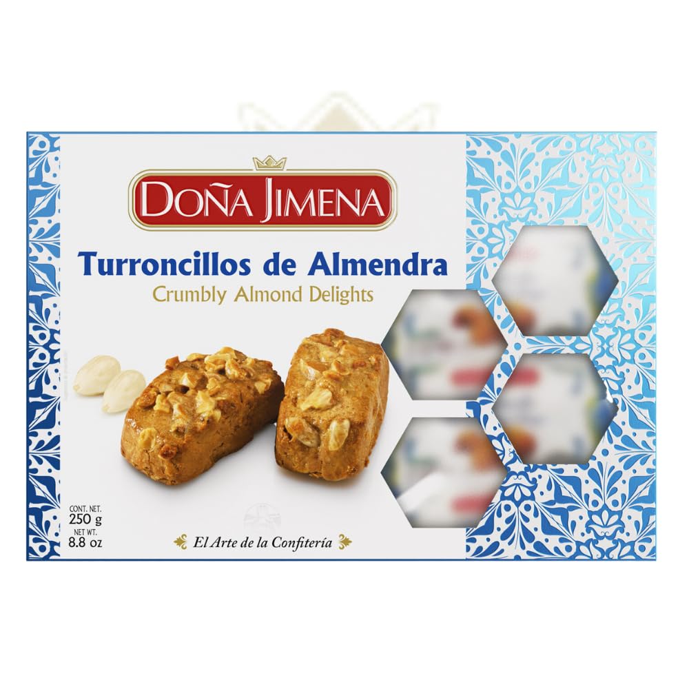 DOÑA JIMENA Turrón Cookies (Turroncillos in Spanish) - Highest Quality Typical Christmas Pastry - Handmade Recipe - 250g