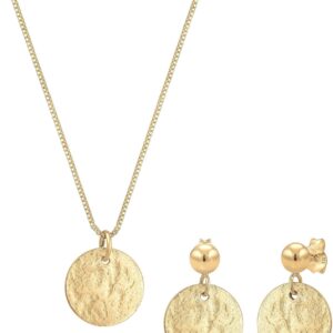 Elli Jewellery Set Women's Plate Pendant Organic Ball Set Earrings in 925 Sterling Silver