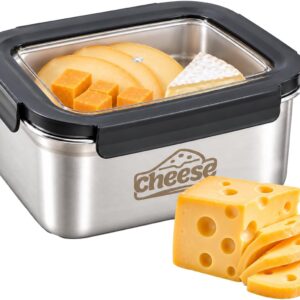 Cheese Box Fridge Stainless Steel with Lid and Viewing Window for Cheese
