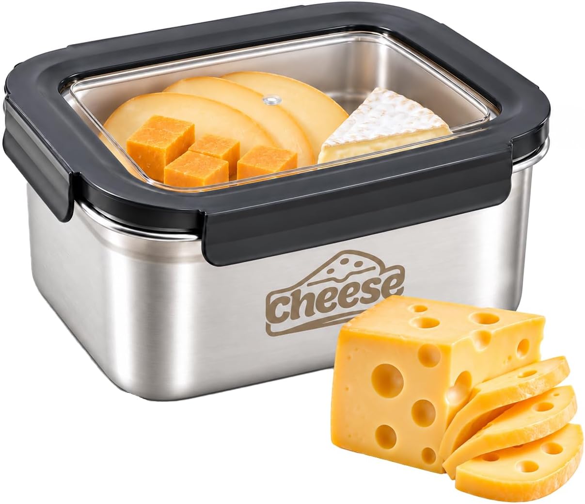 Cheese Box Fridge Stainless Steel with Lid and Viewing Window for Cheese