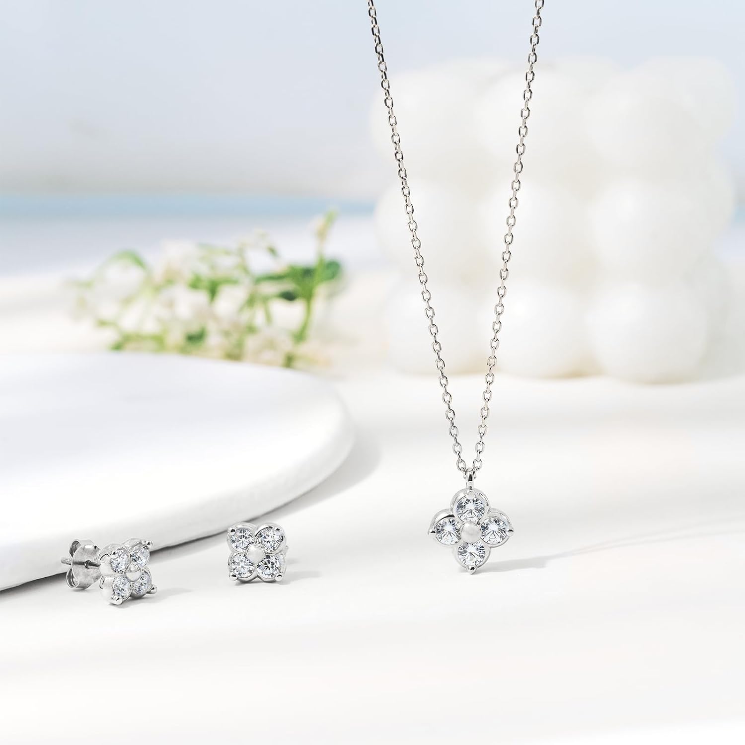 Women's Clover Birthstone Jewellery Set in 925 Sterling Silver – Bild 4