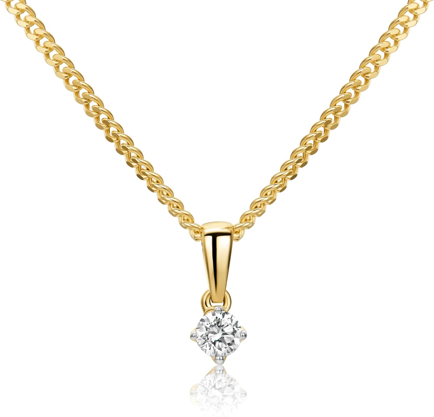 MIORE Schmuck, Kette Damen, Kettenanhänger Weißgold/Gelbgold 375 9kt mit Halskette Silber 925/ Vergoldet 18K und Diamant 0.10/0.15/0.25ct, Echt Gold Anhänger, Silberkette, Damen Schmuck Handgemacht