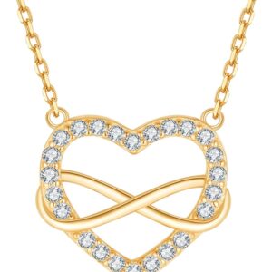 Jrêveinfini Women’s Infinity Sign Necklace 925 Silver with Pendant, Mother Daughter Heart Infinity Necklace Mum, Personalised Chain Girl Girlfriend, Gifts for Women with Gift Box