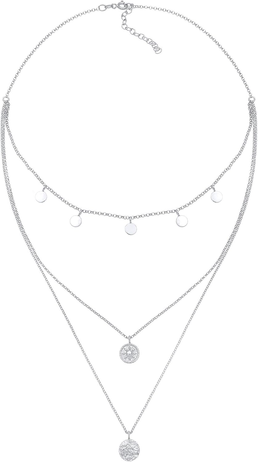 Elli Women's Choker Necklace Layer Circle Round Coin Vintage Trend 925 Silver – Bild 2
