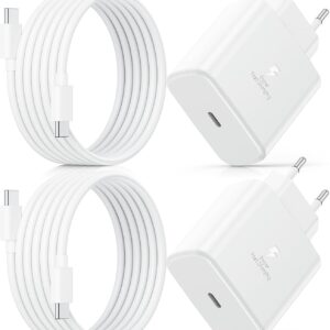 45 W USB C Charger for Samsung, 2 Pack Mobile Phone Quick Charger with 2 m Charging Cable, Type C Fast Charger for Samsung Galaxy S26 S25 S24 S23 Ultra 5G A56, iPhone 17 16 15.45 W Charger Super Fast