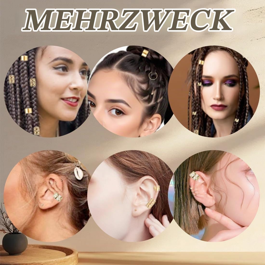 80 Pieces Gold Hair Accessories for Braids, Jewellery for Hair, Cuff Clips for Dreadlock Accessories, Hair Spiral Clips Hair Accessories for Dreadlocks for Men, Women, Girls and Boys Braids – Bild 6