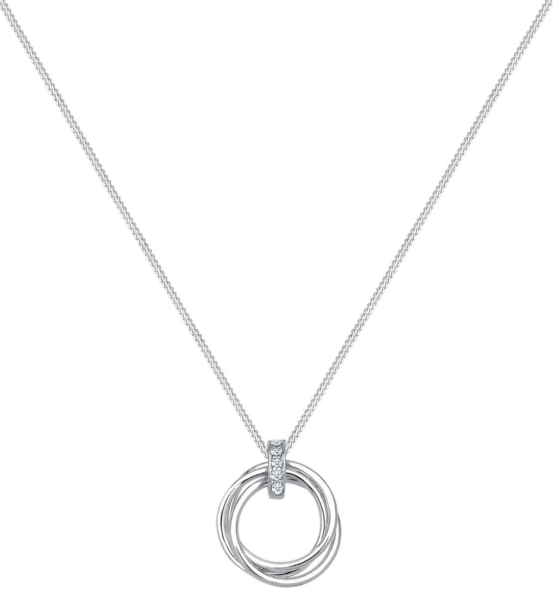 Elli DIAMONDS Halskette Damen Kreis Trio Anhänger mit Diamant (0.025 ct.) in 925 Sterling Silber – Bild 2