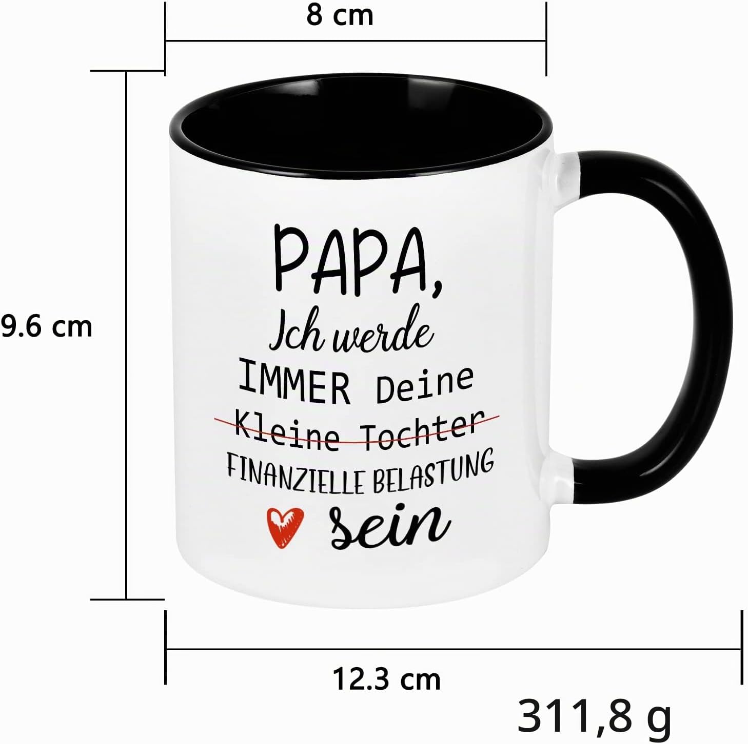 Joymaking Coffee Mug Gifts for Dad, Dad Mug with Saying Papa, Ich Werde Immer Deine Kleine Tochter Finanzielle Belastung Sein, Coffee Cup Dad Mug Gift for Father Father's Day Birthday – Bild 8