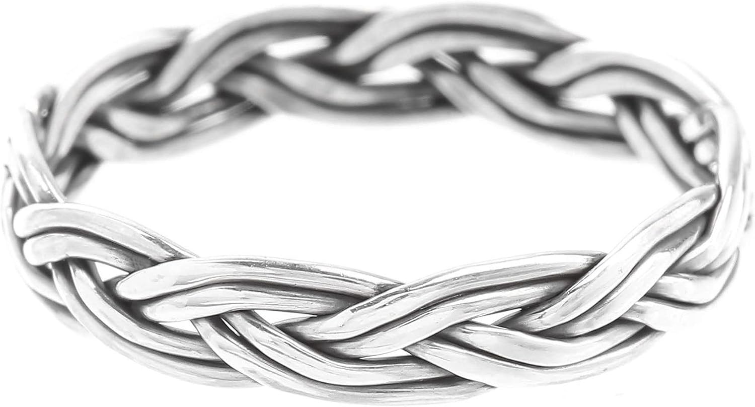 Windalf RANA Narrow Braided Ring 4mm Viking Jewellery 925 Sterling Silver
