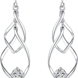 Earrings Silver 925 Gold Stud Earrings for Women Men Girls, Earrings with 5A Cubic Zirconia, Hanging Earrings