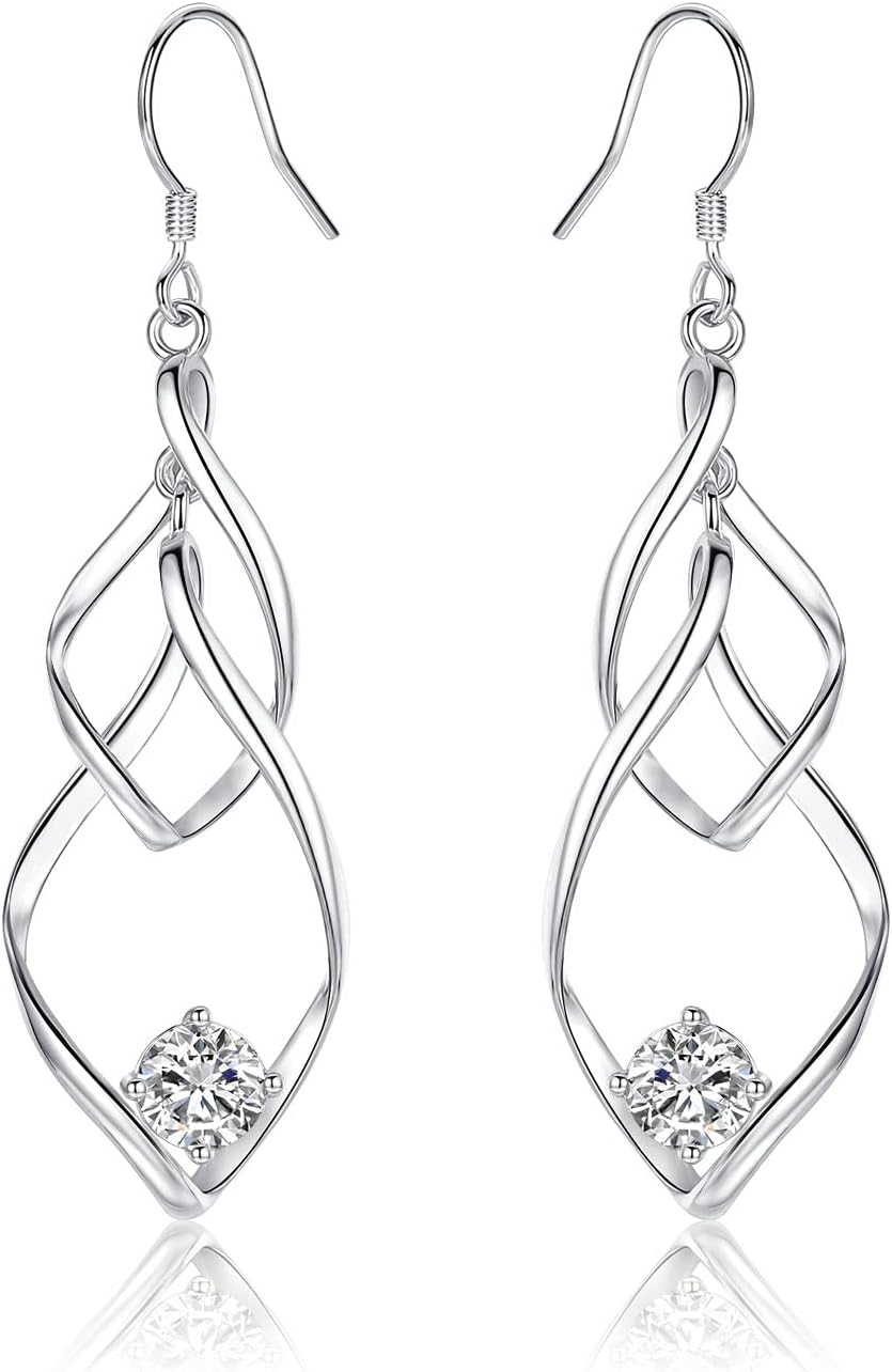 Earrings Silver 925 Gold Stud Earrings for Women Men Girls, Earrings with 5A Cubic Zirconia, Hanging Earrings