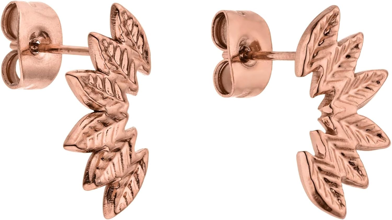 Purelei Leaf Earrings - Waterproof | Stainless Steel Leaf Stud Earrings | 14K Gold Plating, Silver & 18K Rose Gold Plating | Natural Elegant Earrings