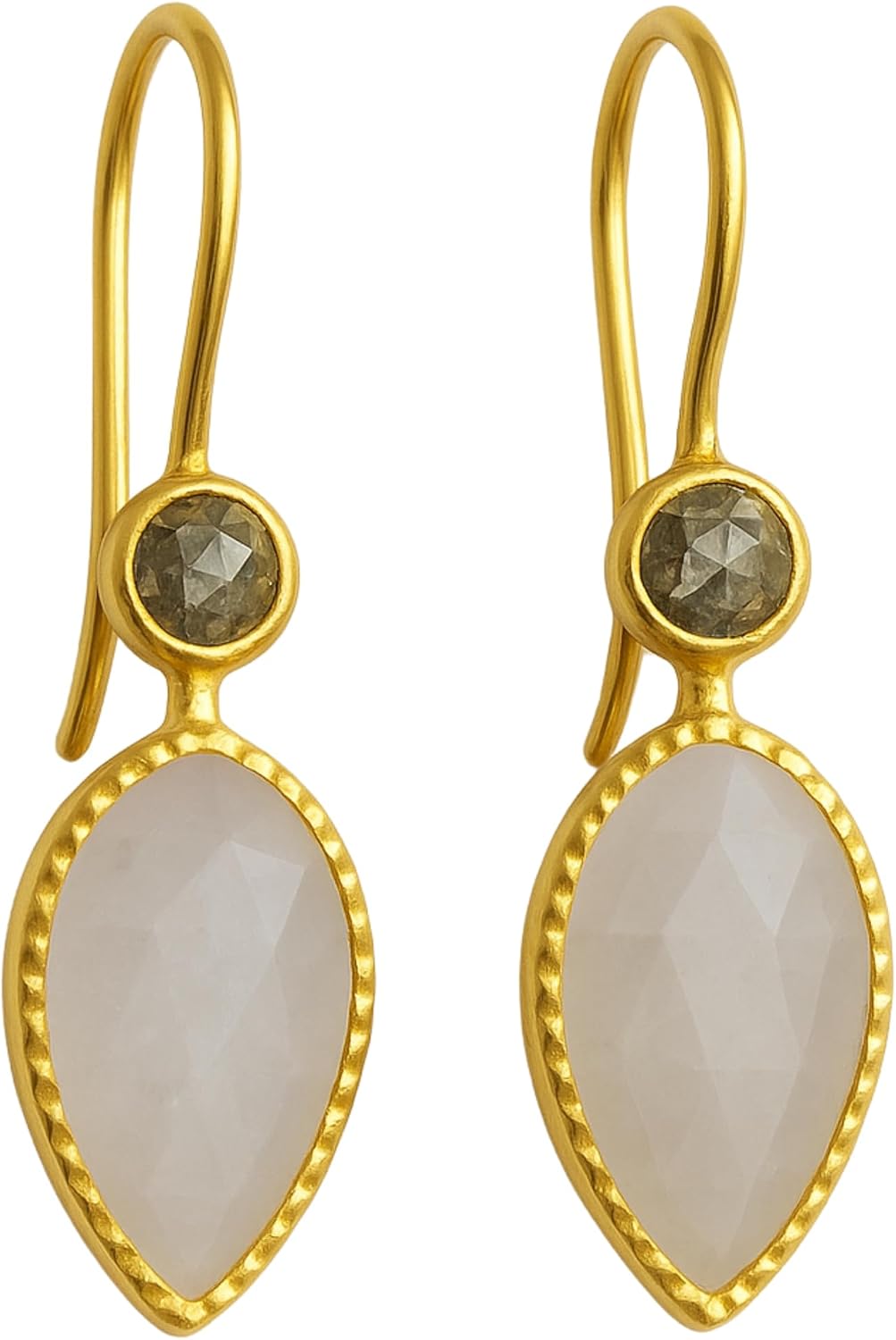 Moonstone and Diamond Gold-Plated 925 Silver Earrings