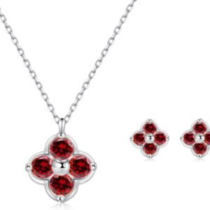 Women’s Clover Birthstone Jewellery Set in 925 Sterling Silver