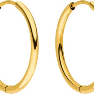 Purelei Sleeky Simple Hoop Earrings for Women Waterproof Small Hoop Earrings Stainless Steel Diameter 15.8mm