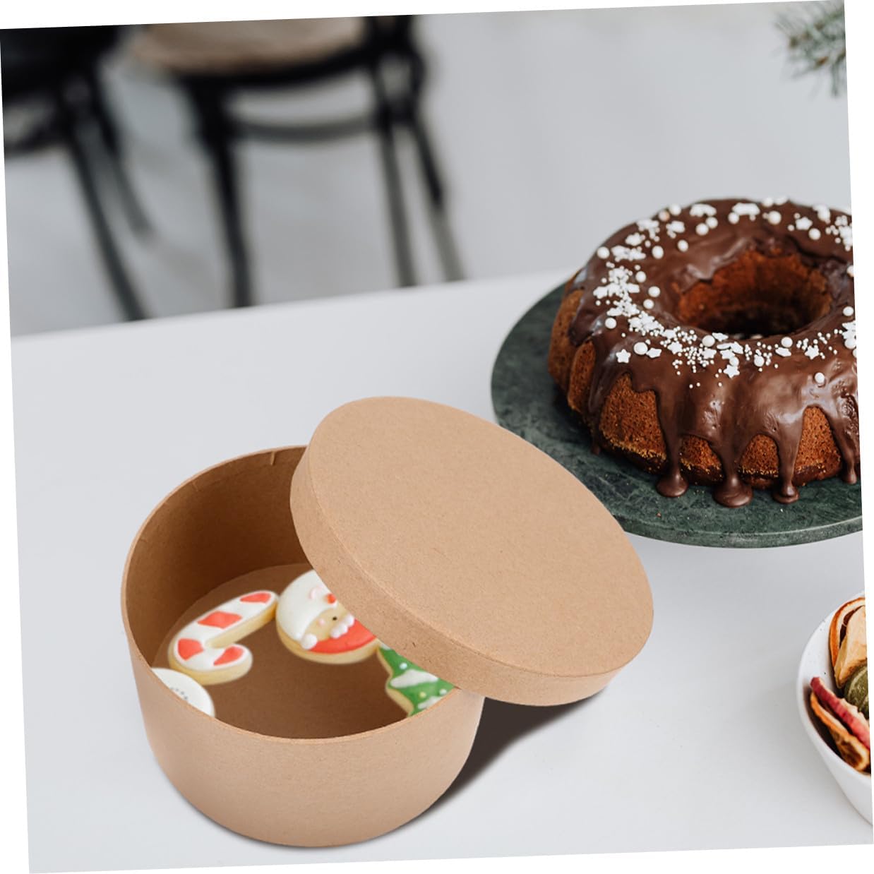 Runde Kraftpapierbox für Gebäck, Weihnachten Mottoparty, Leicht – Bild 6