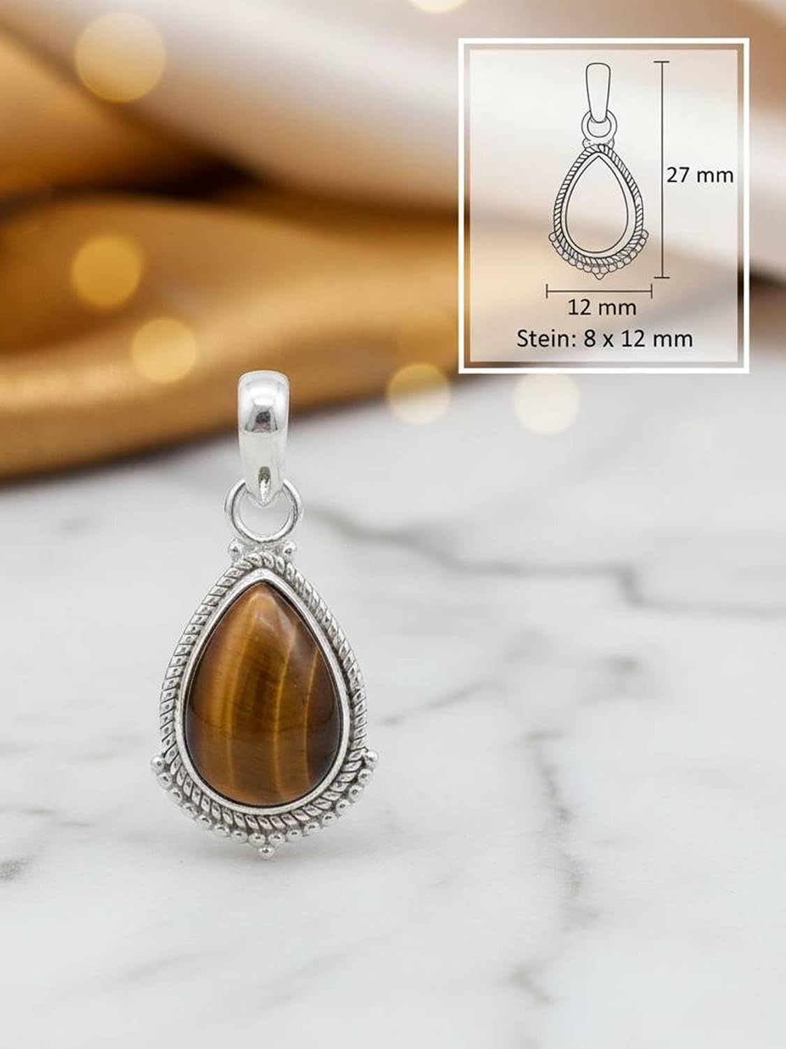 mantraroma Edelstein Kettenanhänger an Kette Silber 925 echt für Damen – Bild 3