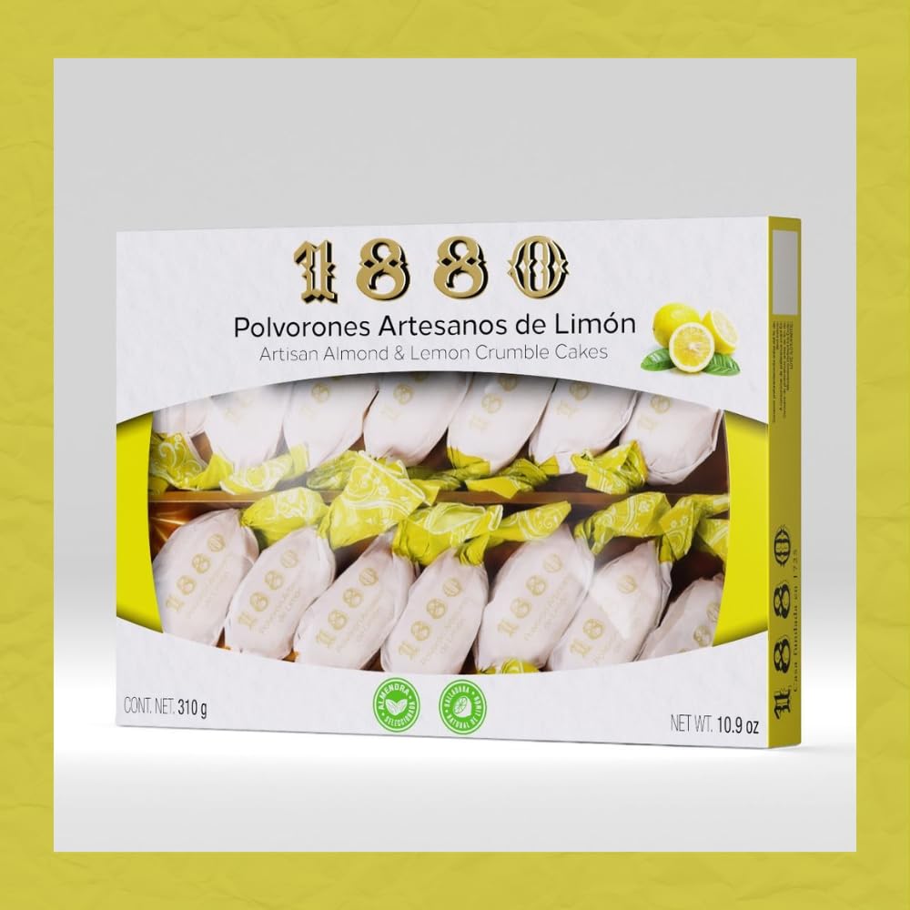 1880 Handmade Polvorones with Almonds and Lemon, Highest Quality, Typical Christmas Pastry, Handmade Recipe Individually Wrapped, 310 Grams – Bild 3