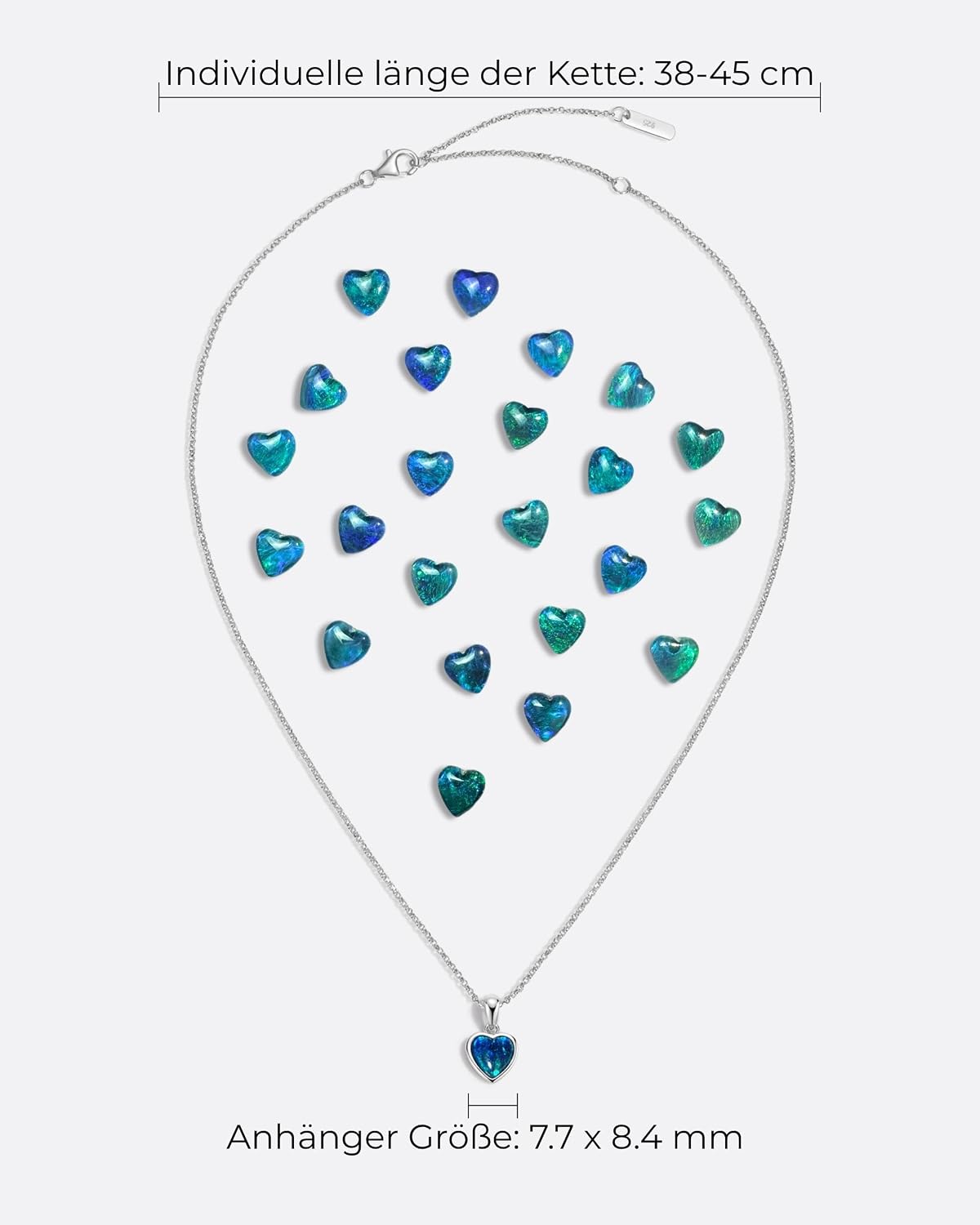 Women's Australian Opal Necklace - Handmade 925 Sterling Silver Opal Pendant with 18K White Gold Coating - Adjustable Genuine Jewellery for Everyday and Special Occasions – Bild 5