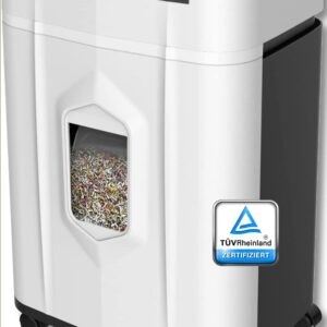Professional Auto Feed Shredder 120 Sheets – P-4 Particle Cut According to GDPR – 60 Minutes Continuous Operation & Anti-Paper Jam – 25L Container – Shreds Credit Cards & Paper Clips – Quiet Paper