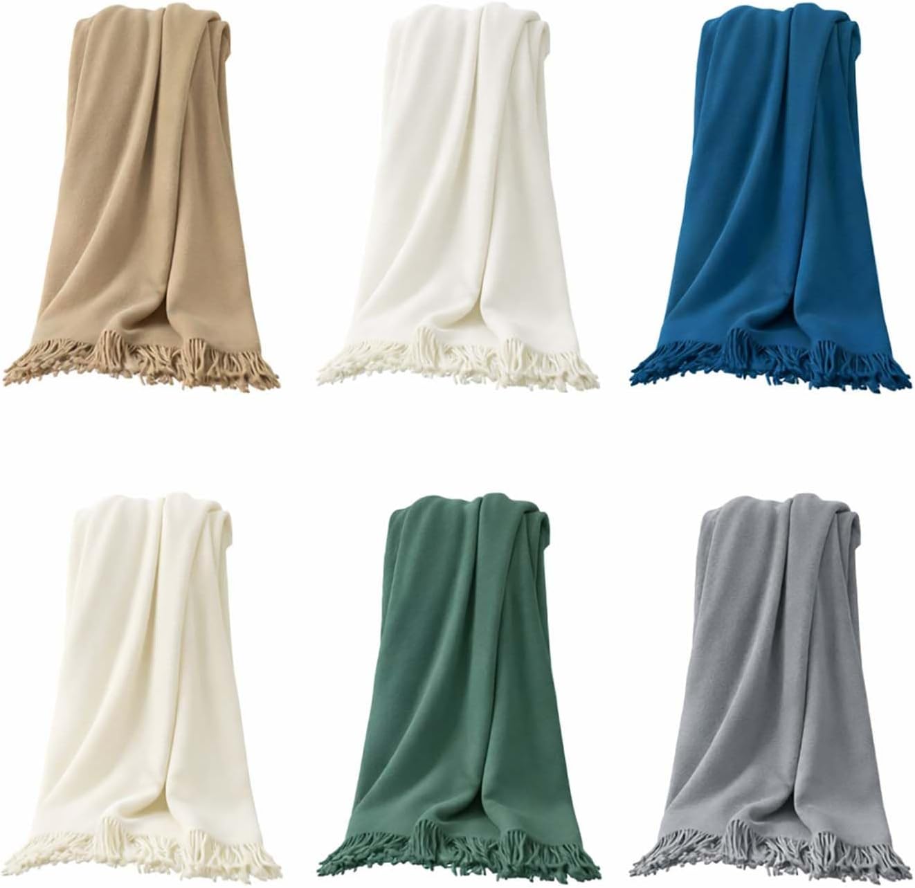 Blanket with Fringes, Cotton Blend, 150 x 200 cm, Taupe Light Brown/Beige – Bild 2