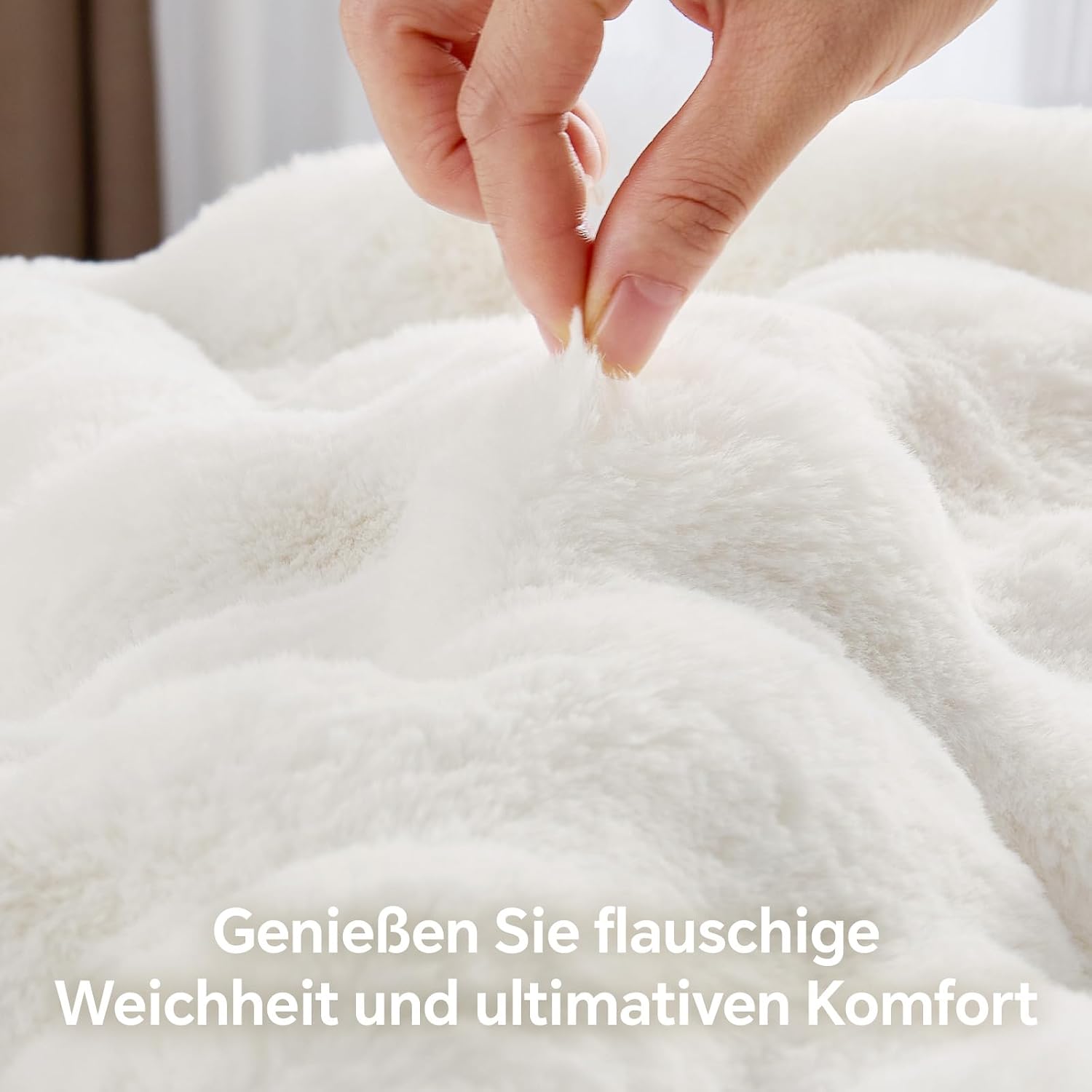 BEDELITE Bubble Faux Fur Cuddly Blanket Fluffy Blanket 150 x 200 cm Cream – Bild 3