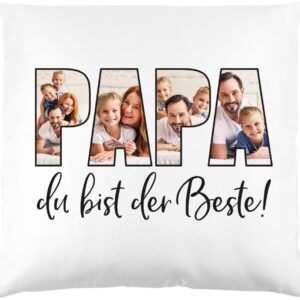 Herz & Heim® Best Dad Photo Cushion Personalised for Father's Day Photo Gift for Dad for Birthday or as a Christmas Gift for Dad with Your Photos