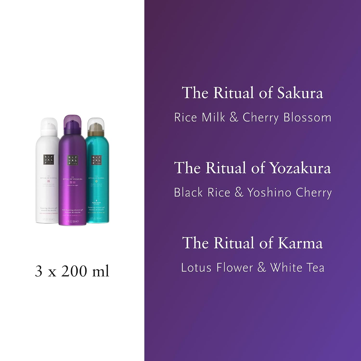 RITUALS Shower Foam Gift Set - Luxury Care Set The Ritual of Sakura, Karma and Yozakura 3 x 200 ml – Bild 3