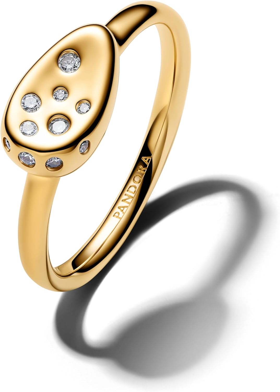 PANDORA Women's Oval Signet Ring with Gold Cubic Zirconia Stones