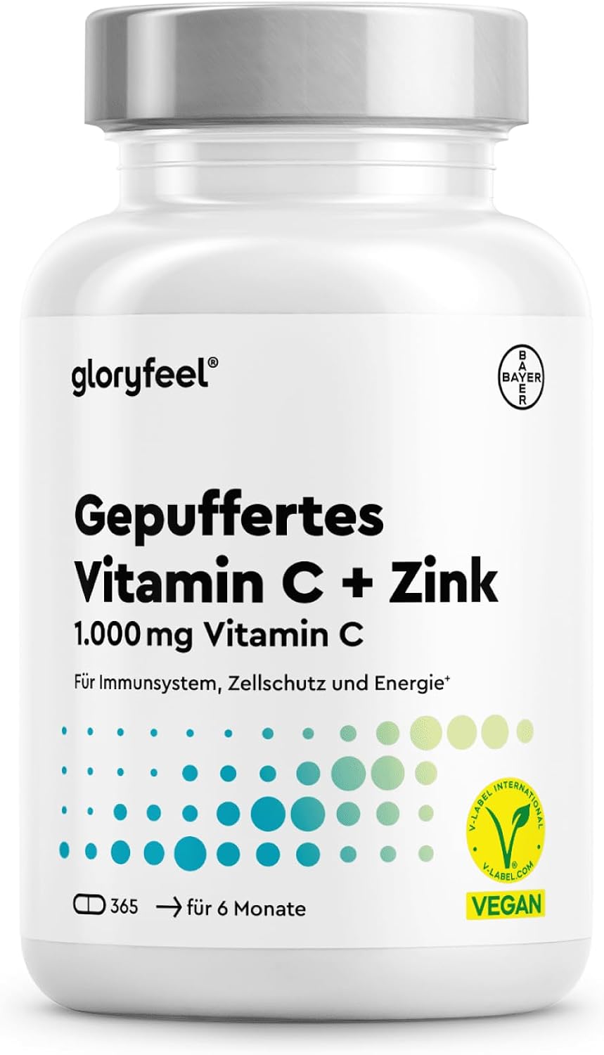 Vitamin C 365 Capsules - High Dose with 1000mg + 20mg Zinc