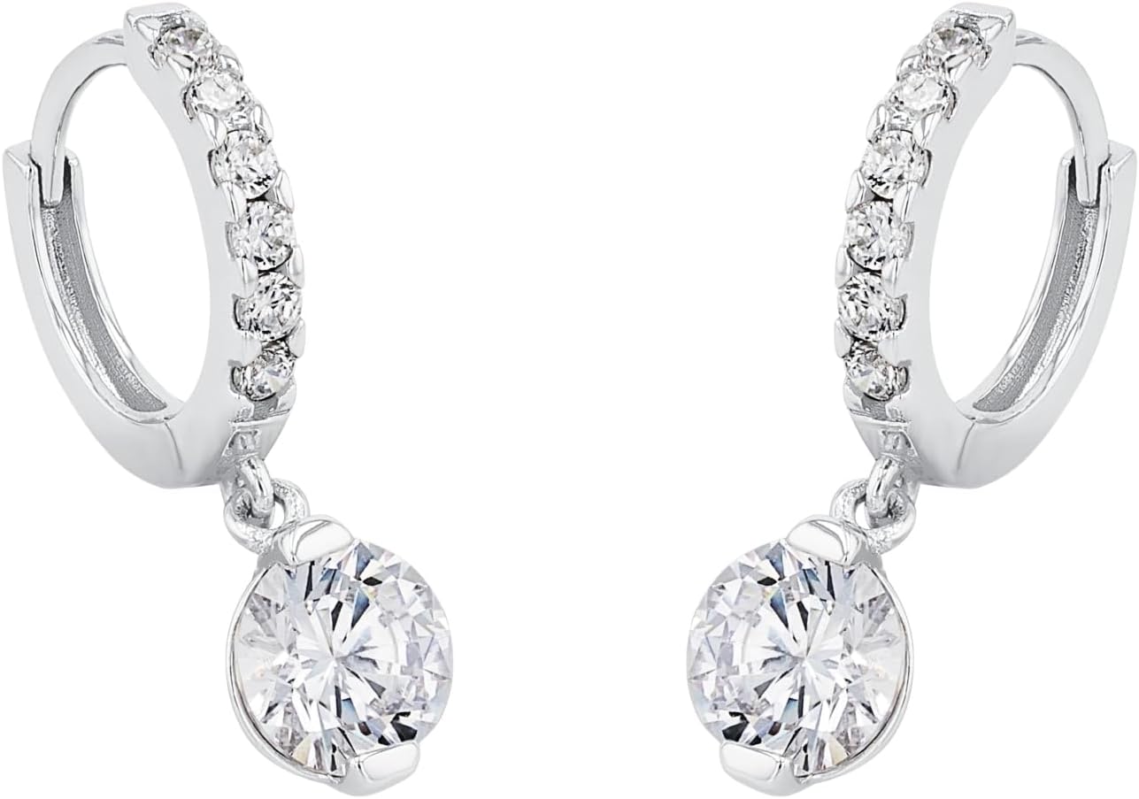Amor 2023071 Women's Creole Earrings 925 Sterling Silver with Synthetic Zirconia 2.1 cm Silver Comes in Jewellery Gift Box – Bild 3