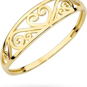 MARKO Gold Ring Women’s 333 Real Gold – 8K Yellow Gold Ring with Heart Motif, Romantic Women’s Ring, Gold Jewellery Gift for Women