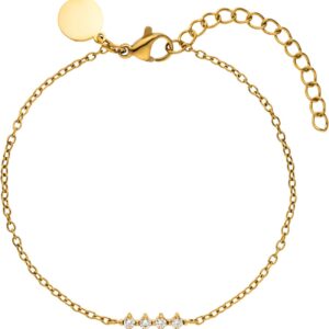 Purelei Glow Bracelet – Filigree Design with Four Cubic Zirconia, Waterproof & Adjustable – Stainless Steel, 14K Gold Plated, 18K Rose Gold Plated or Silver