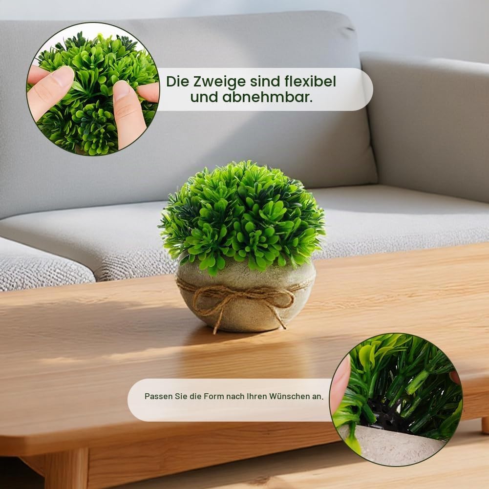 Vicloon Artificial Plant with Pot, Pack of 3 Artificial Plastic Plant Decoration, Small Artificial Plants in Pot, Plants Artificial Plant for Bedroom, Bathroom, Kitchen, Home, Indoor Decoration – Bild 4