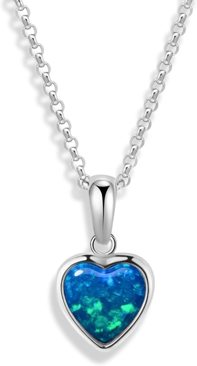 Women's Australian Opal Necklace - Handmade 925 Sterling Silver Opal Pendant with 18K White Gold Coating - Adjustable Genuine Jewellery for Everyday and Special Occasions