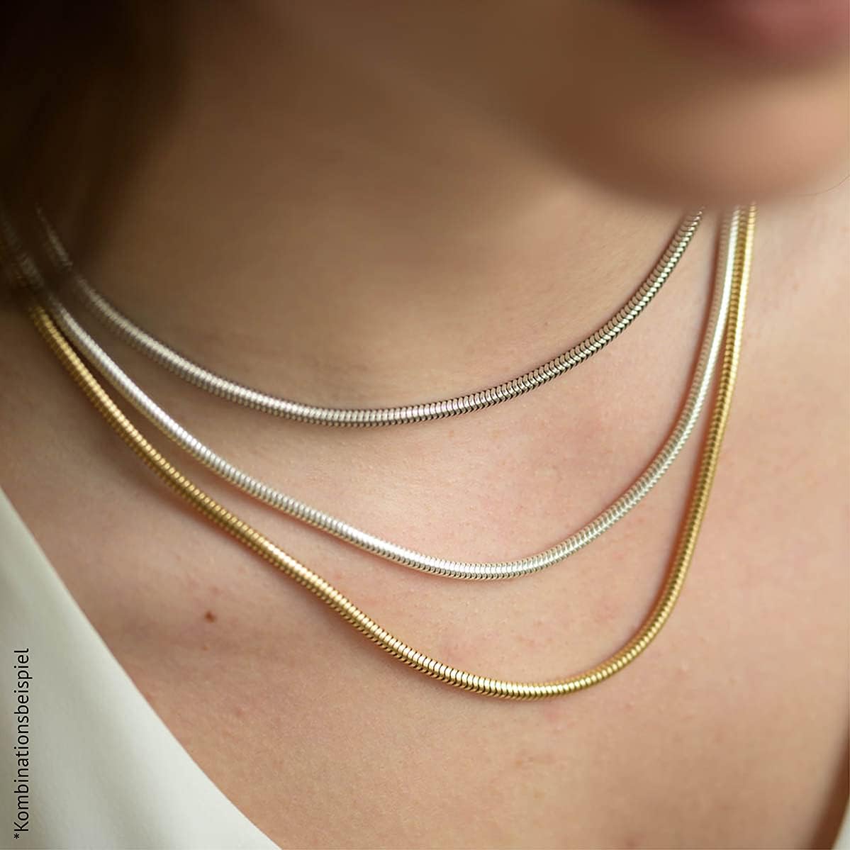 Materia #K54 925 Silver Snake Chain Gold Women's Necklace Gold-Plated 2.7 mm in 40-80 cm + Box – Bild 5
