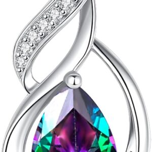 FANCIME Double Twist Infinity Birthstone Chain for Women 925 Sterling Silver Infinity Drop Birthstone Pendant Necklace Jewellery Gifts for Women Girls Chain Length: 40 + 5 cm